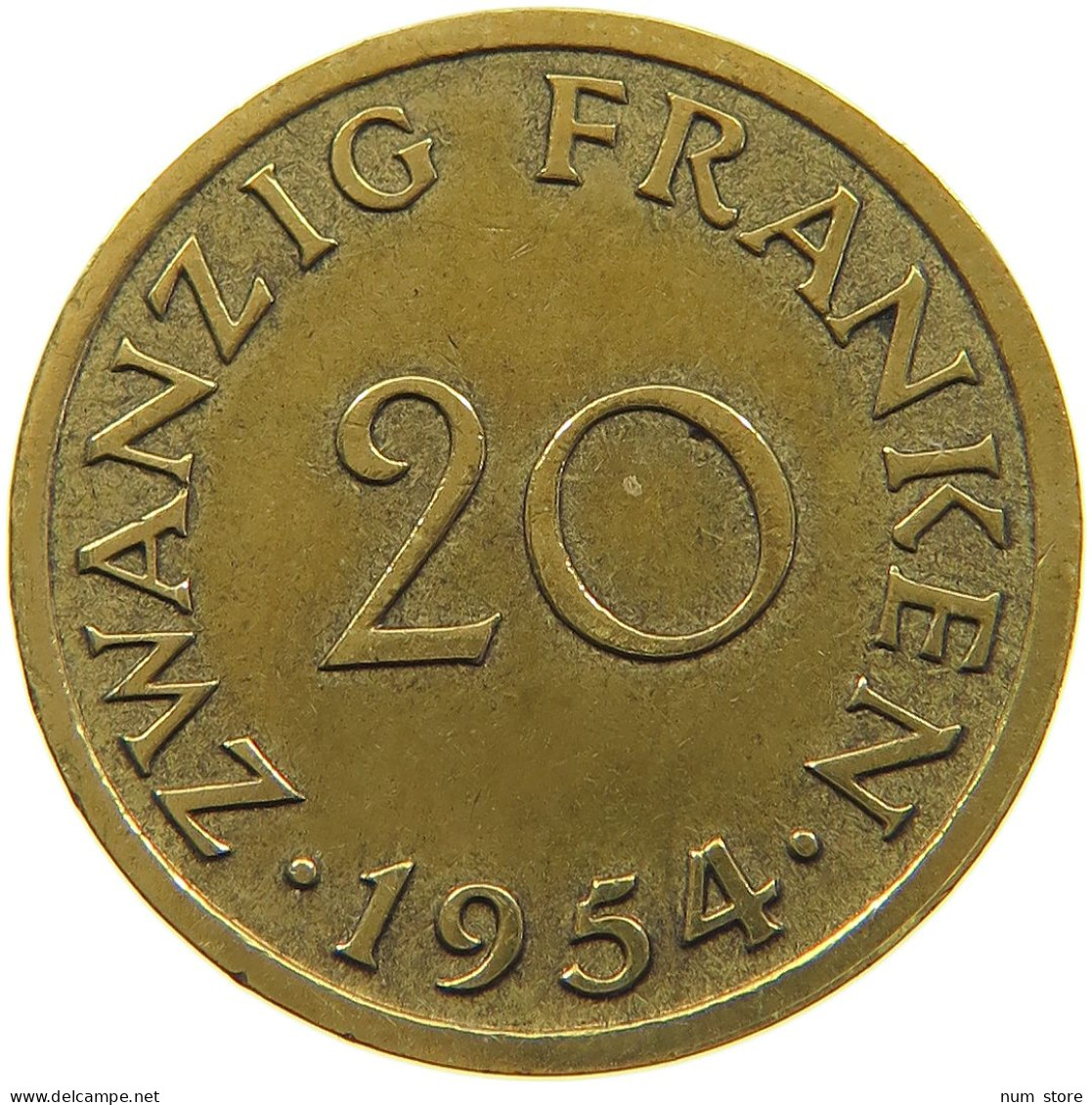 GERMANY WEST 20 FRANKEN 1954 SAARLAND #a047 0263 - 20 Franken