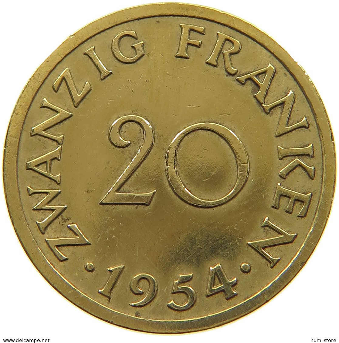 GERMANY WEST 20 FRANKEN 1954 SAARLAND #a047 0261 - 20 Franchi