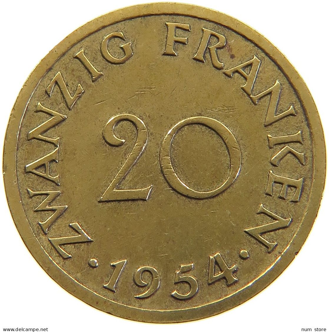 GERMANY WEST 20 FRANKEN 1954 SAARLAND #a064 0757 - 20 Franken
