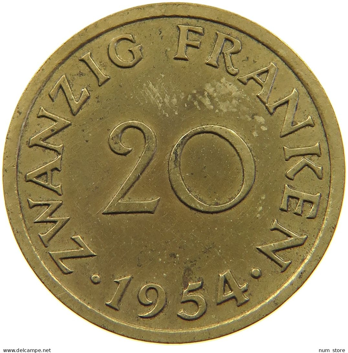 GERMANY WEST 20 FRANKEN 1954 SAARLAND #a056 0589 - 20 Franken