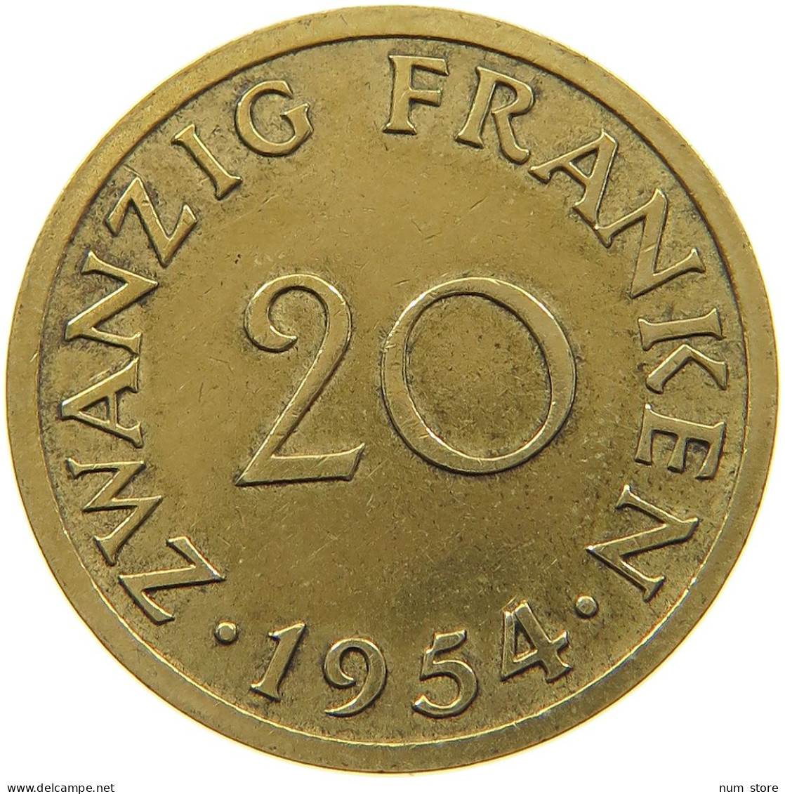 GERMANY WEST 20 FRANKEN 1954 SAARLAND #a047 0275 - 20 Frank