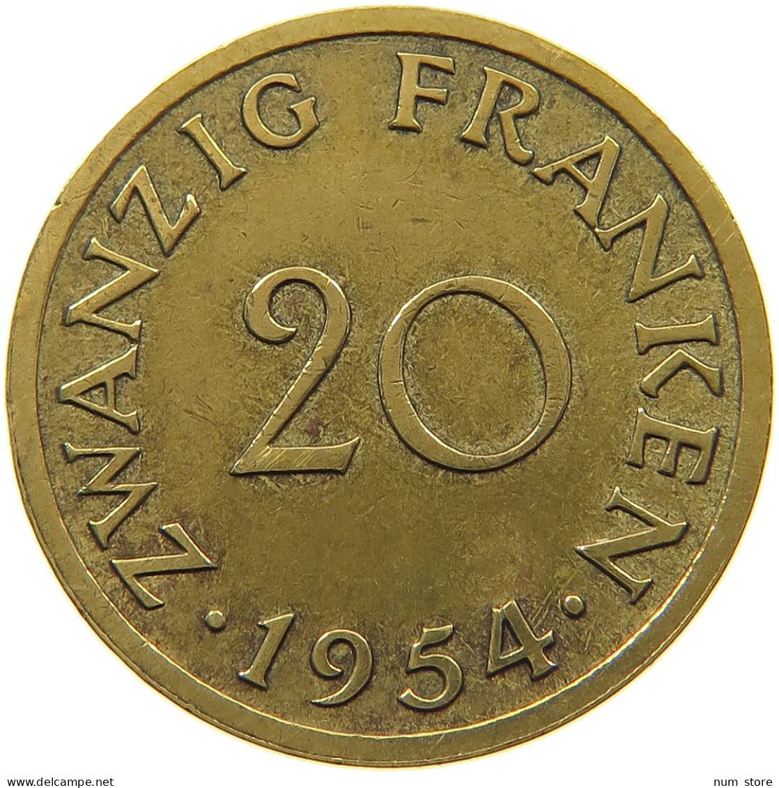 GERMANY WEST 20 FRANKEN 1954 SAARLAND #a047 0269 - 20 Francos