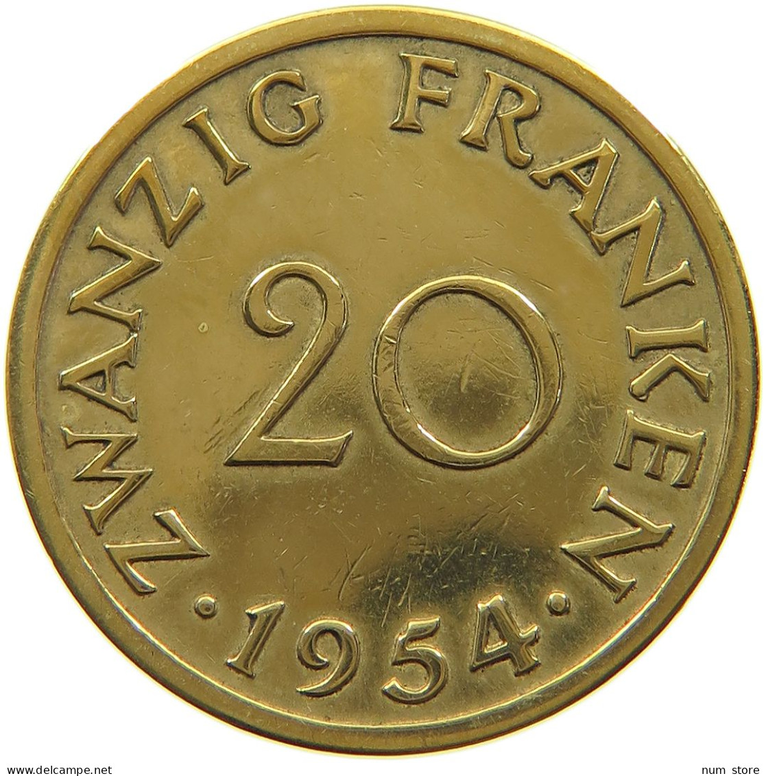 GERMANY WEST 20 FRANKEN 1954 SAARLAND #a047 0265 - 20 Francos