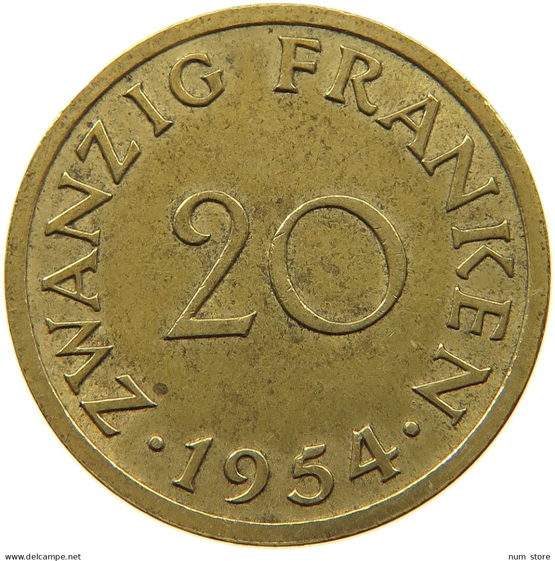 GERMANY WEST 20 FRANKEN 1954 SAARLAND #a047 0273 - 20 Franken