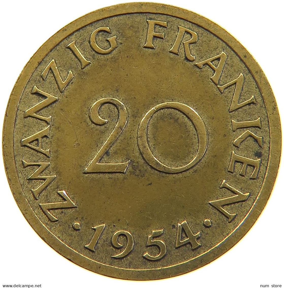GERMANY WEST 20 FRANKEN 1954 SAARLAND #a047 0267 - 20 Franken