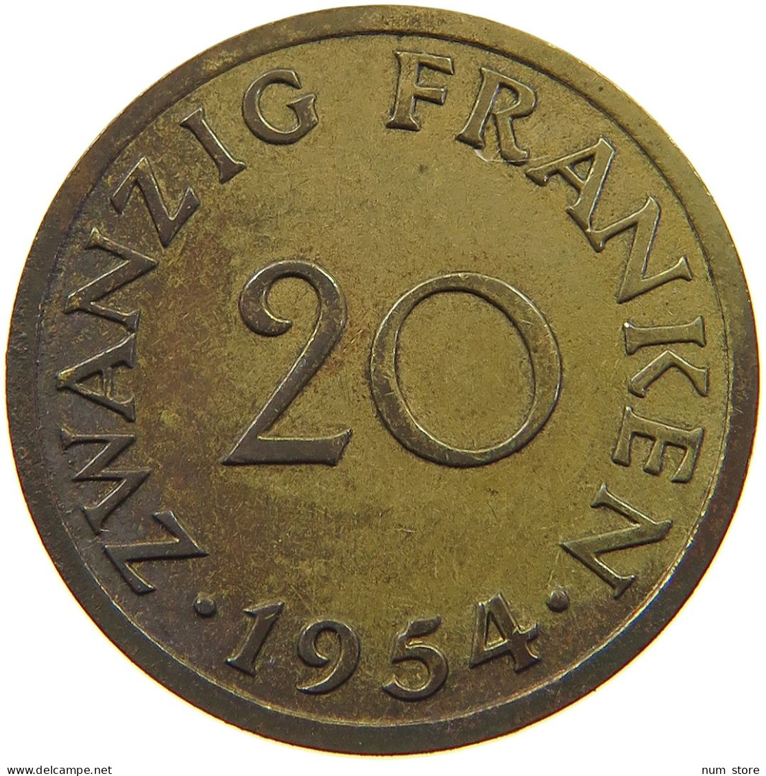 GERMANY WEST 20 FRANKEN 1954 SAARLAND #a056 0583 - 20 Franken