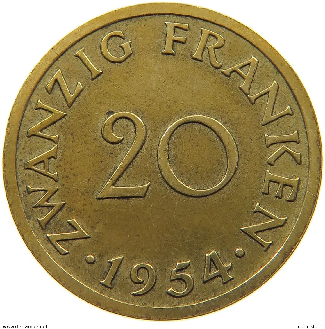 GERMANY WEST 20 FRANKEN 1954 SAARLAND #a047 0277 - 20 Frank