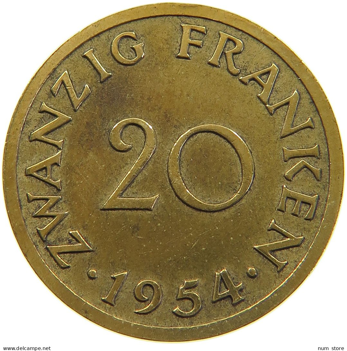 GERMANY WEST 20 FRANKEN 1954 SAARLAND #a047 0257 - 20 Frank