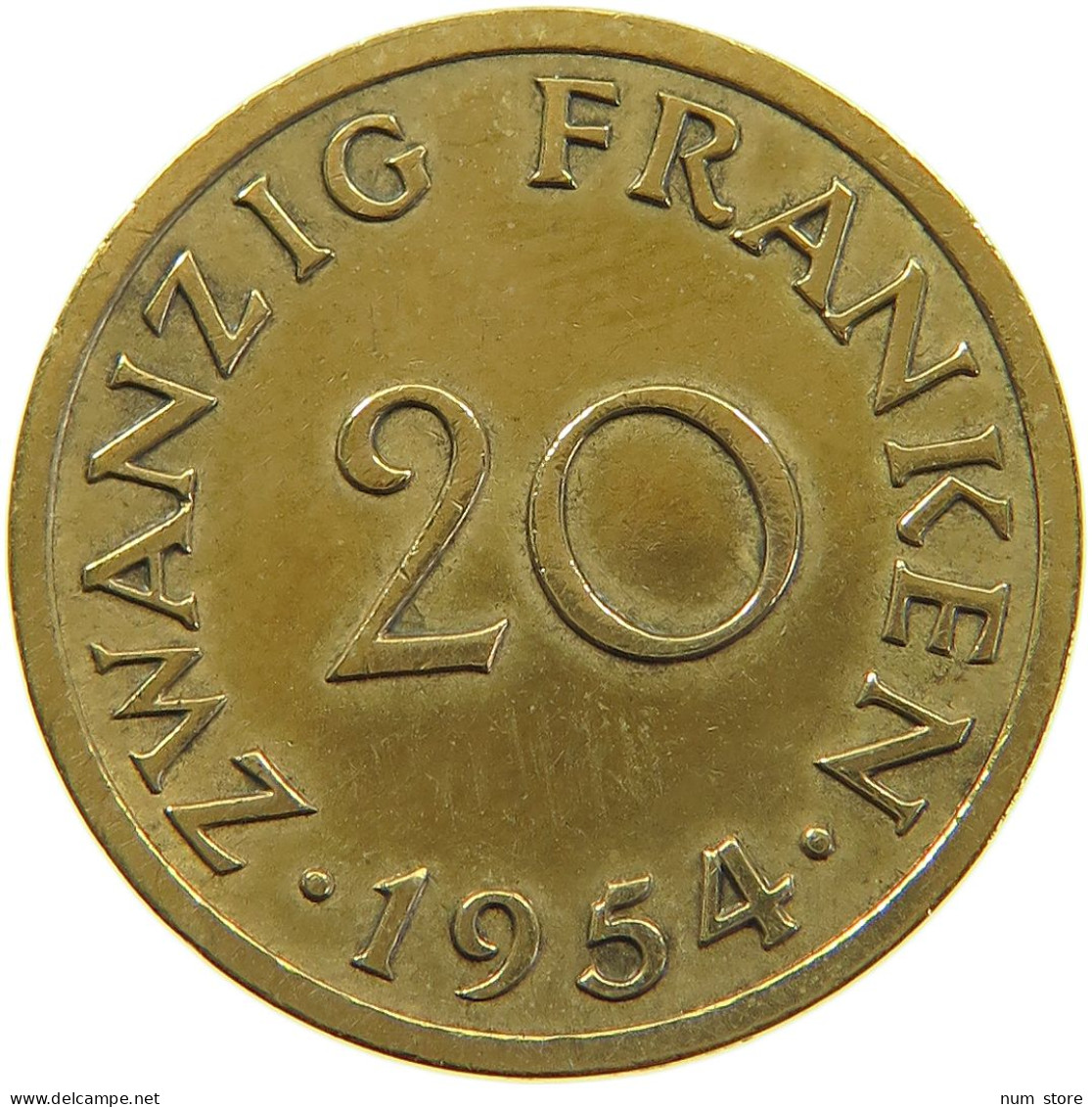 GERMANY WEST 20 FRANKEN 1954 SAARLAND #a047 0255 - 20 Francos