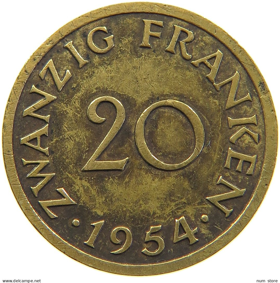 GERMANY WEST 20 FRANKEN 1954 SAARLAND #a047 0253 - 20 Frank