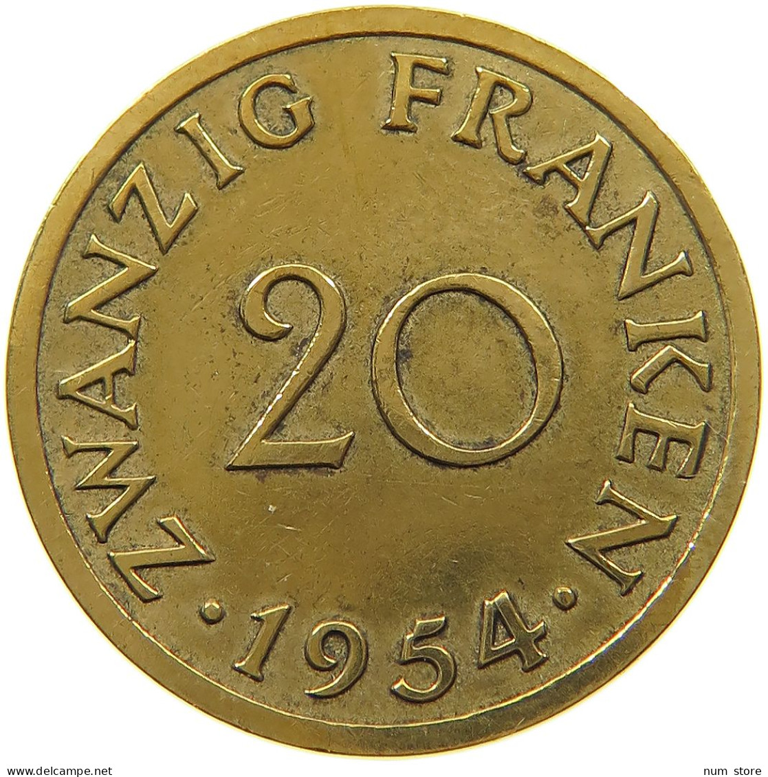 GERMANY WEST 20 FRANKEN 1954 SAARLAND #a019 0745 - 20 Frank