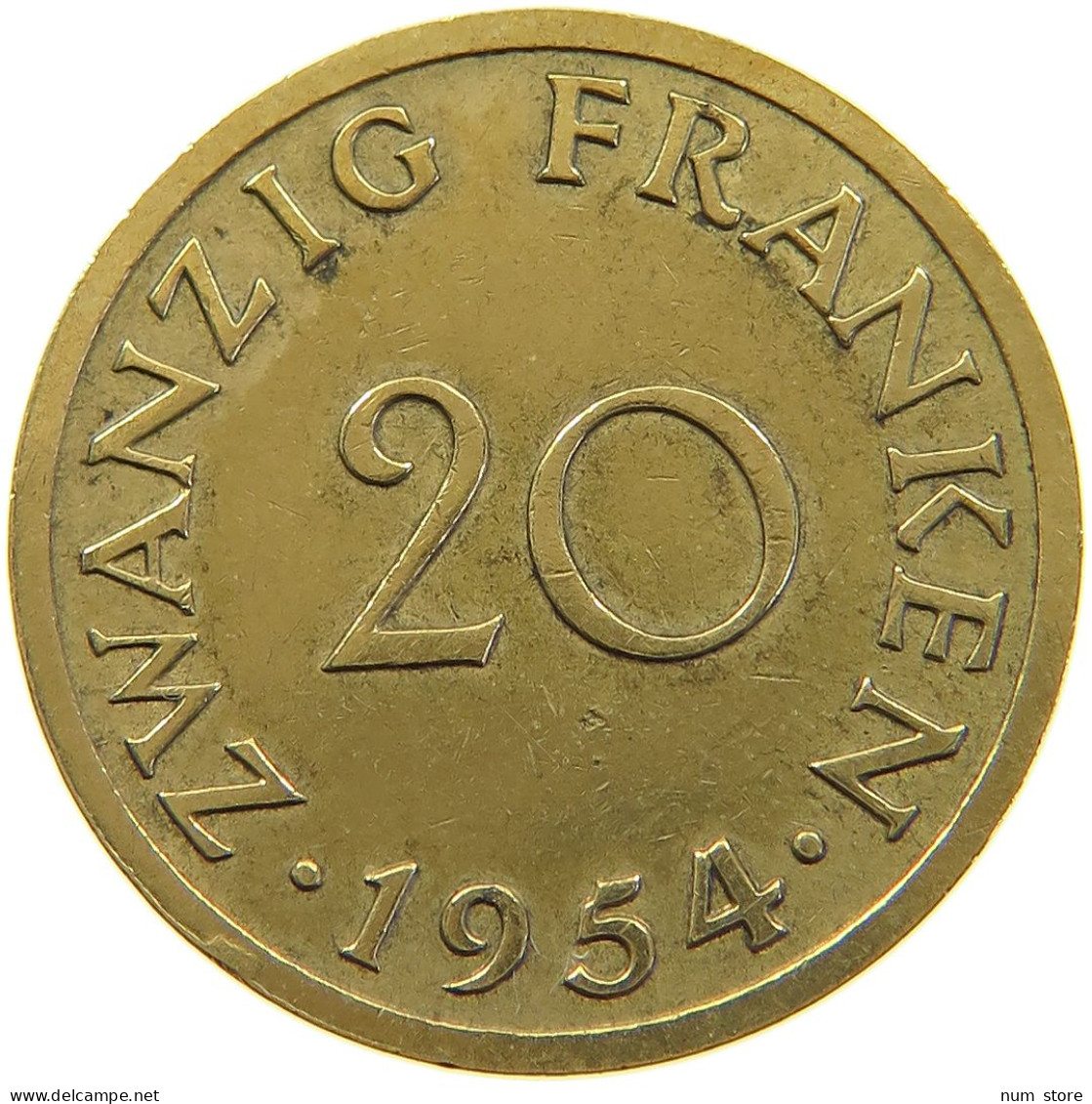 GERMANY WEST 20 FRANKEN 1954 SAARLAND #a047 0251 - 20 Franken