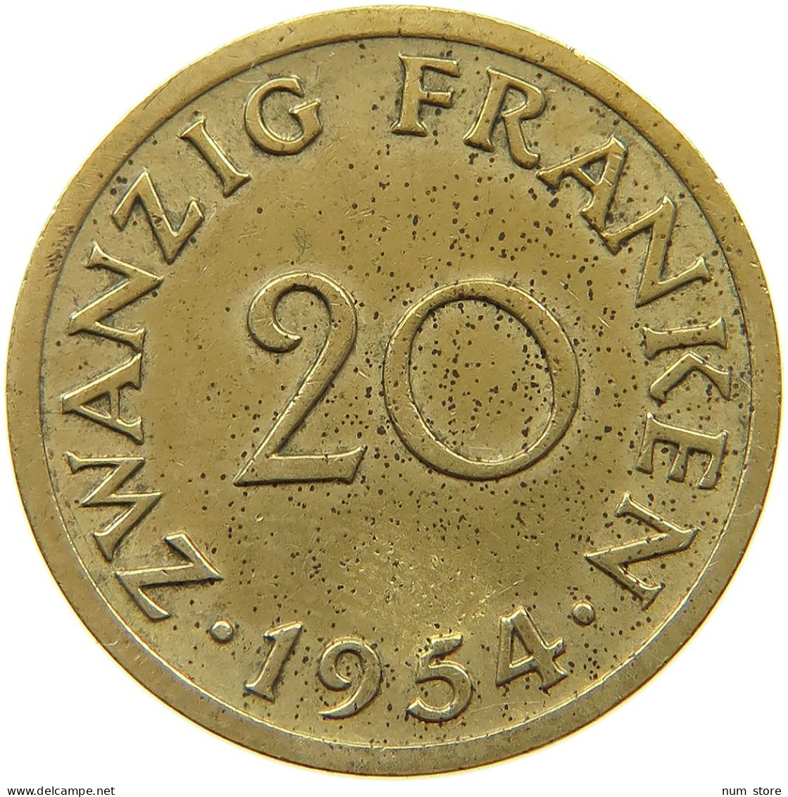 GERMANY WEST 20 FRANKEN 1954 SAARLAND #a019 0747 - 20 Francos