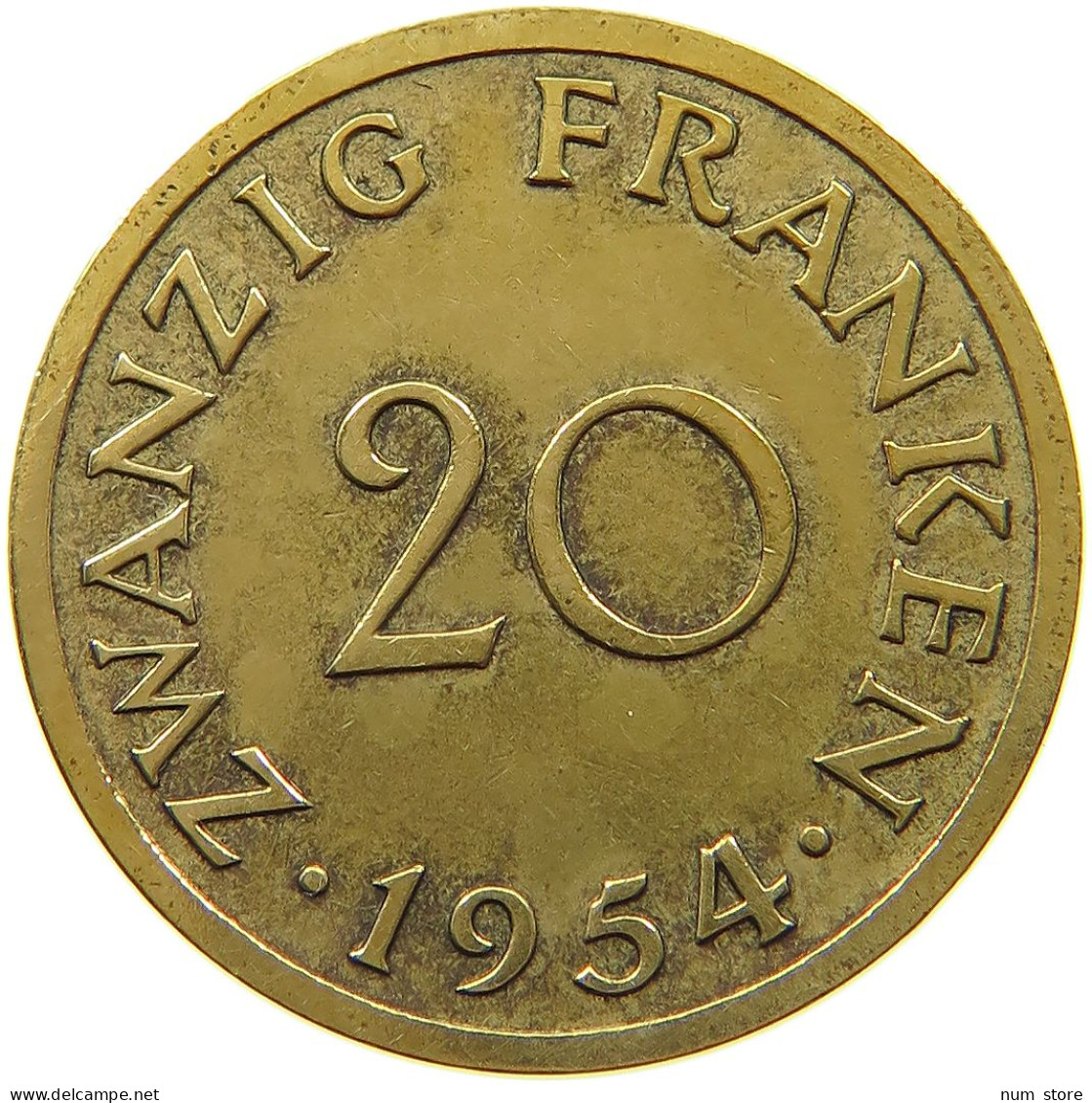 GERMANY WEST 20 FRANKEN 1954 SAARLAND #a019 0699 - 20 Franken