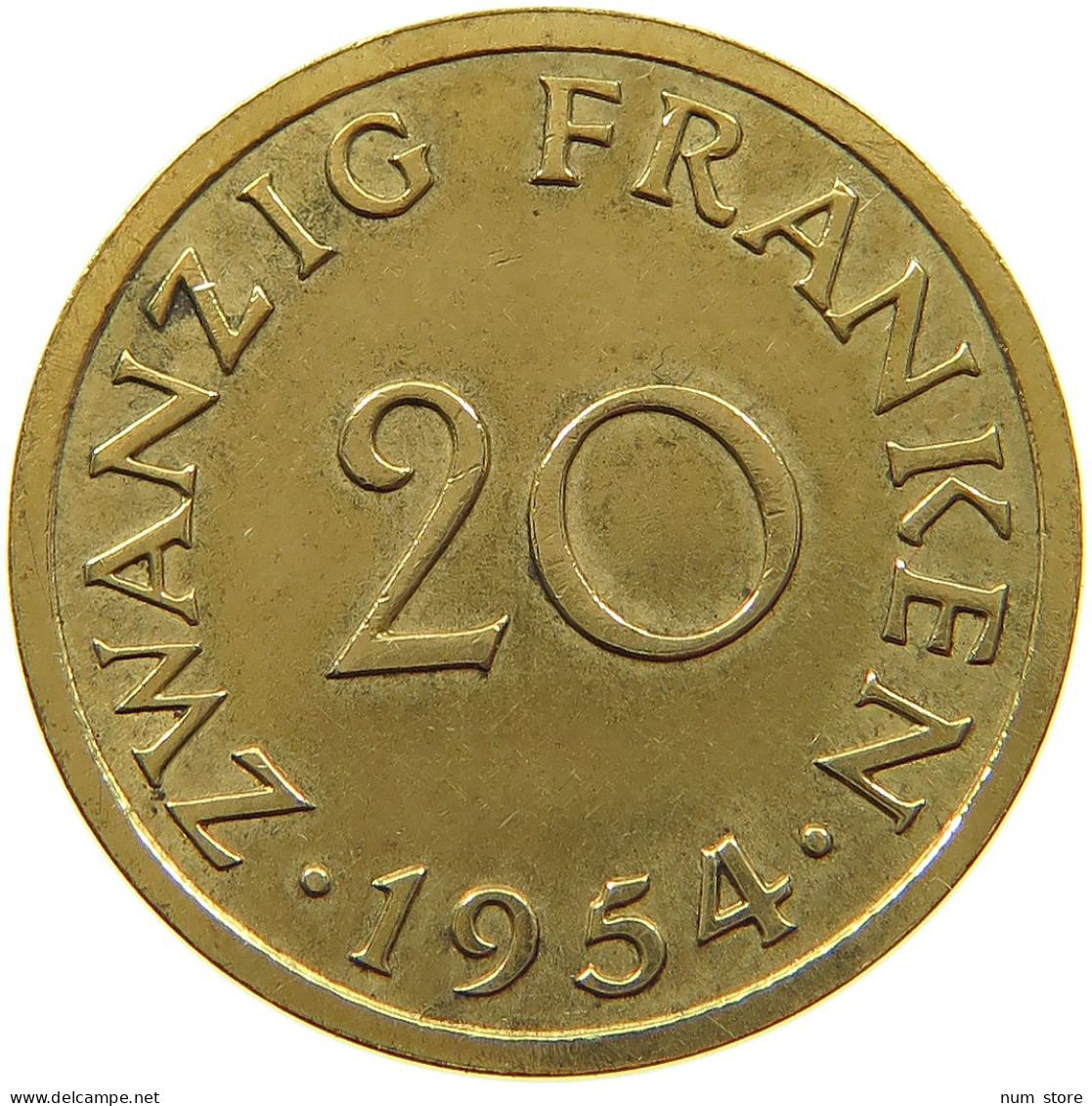 GERMANY WEST 20 FRANKEN 1954 SAARLAND #a019 0697 - 20 Francos