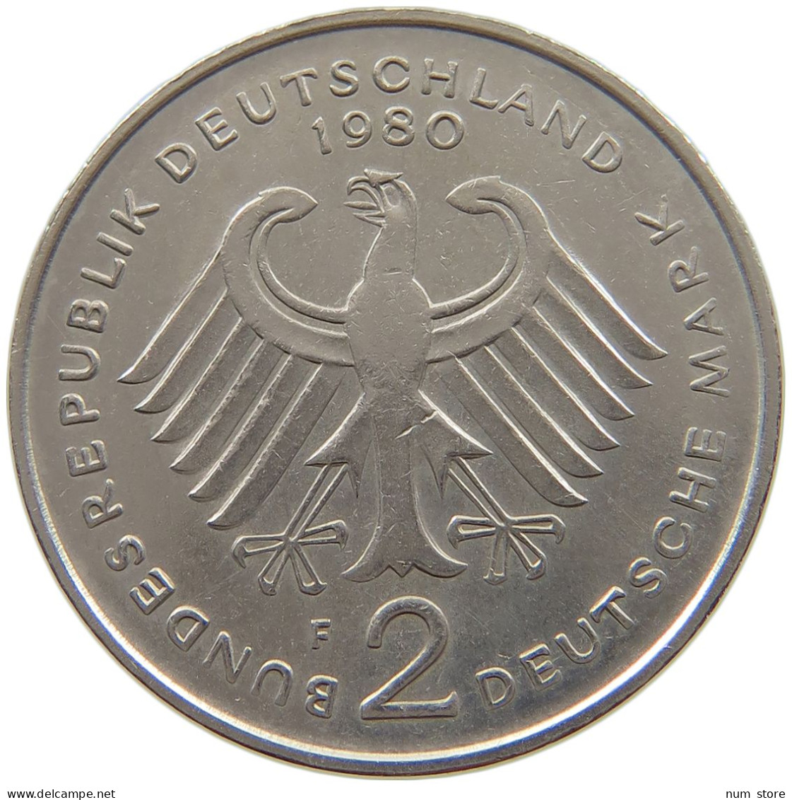 GERMANY WEST 2 MARK 1980 F TOP #a069 0559 - 2 Mark