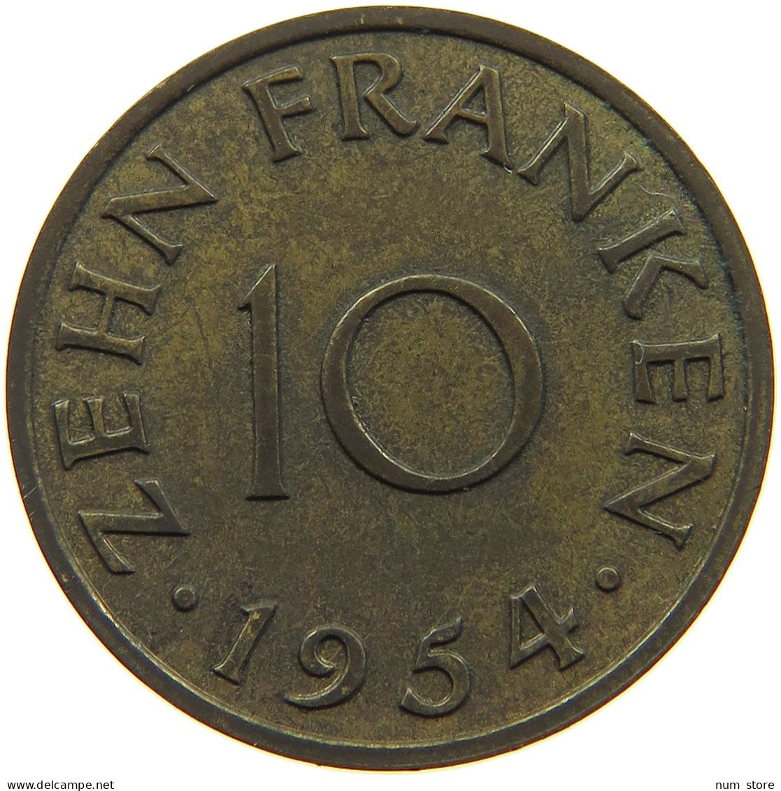 GERMANY WEST 10 FRANKEN 1954 SAARLAND #a080 0771 - 10 Franchi