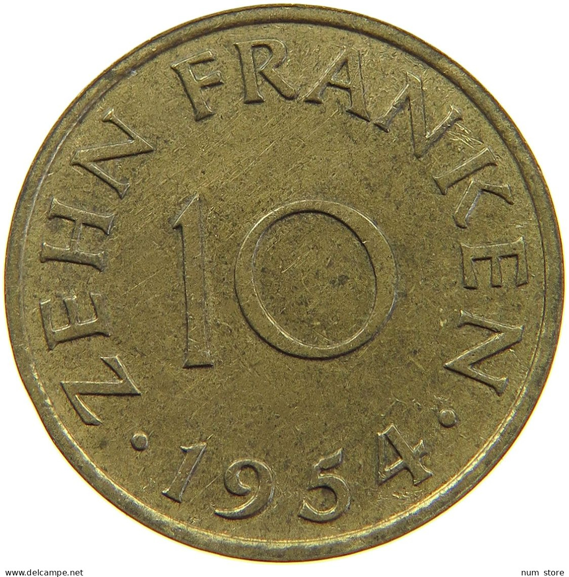 GERMANY WEST 10 FRANKEN 1954 SAARLAND #a081 0321 - 10 Franken