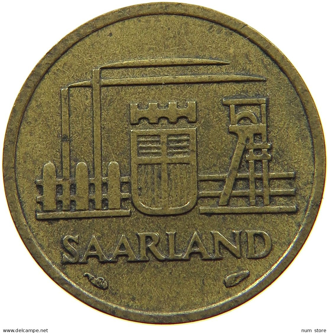 GERMANY WEST 10 FRANKEN 1954 SAARLAND #s071 0201 - 10 Franchi