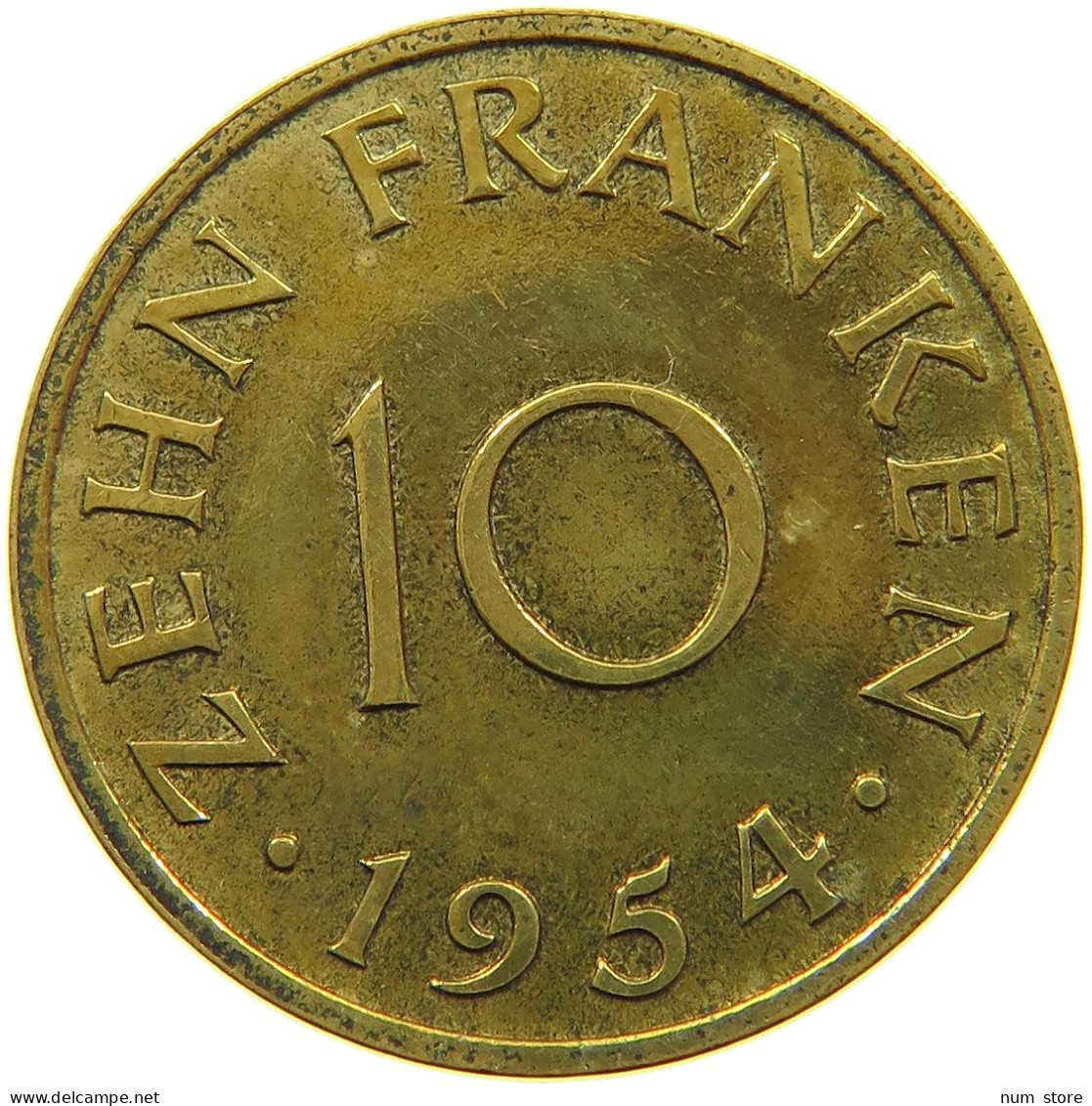 GERMANY WEST 10 FRANKEN 1954 SAARLAND #a094 0707 - 10 Francos