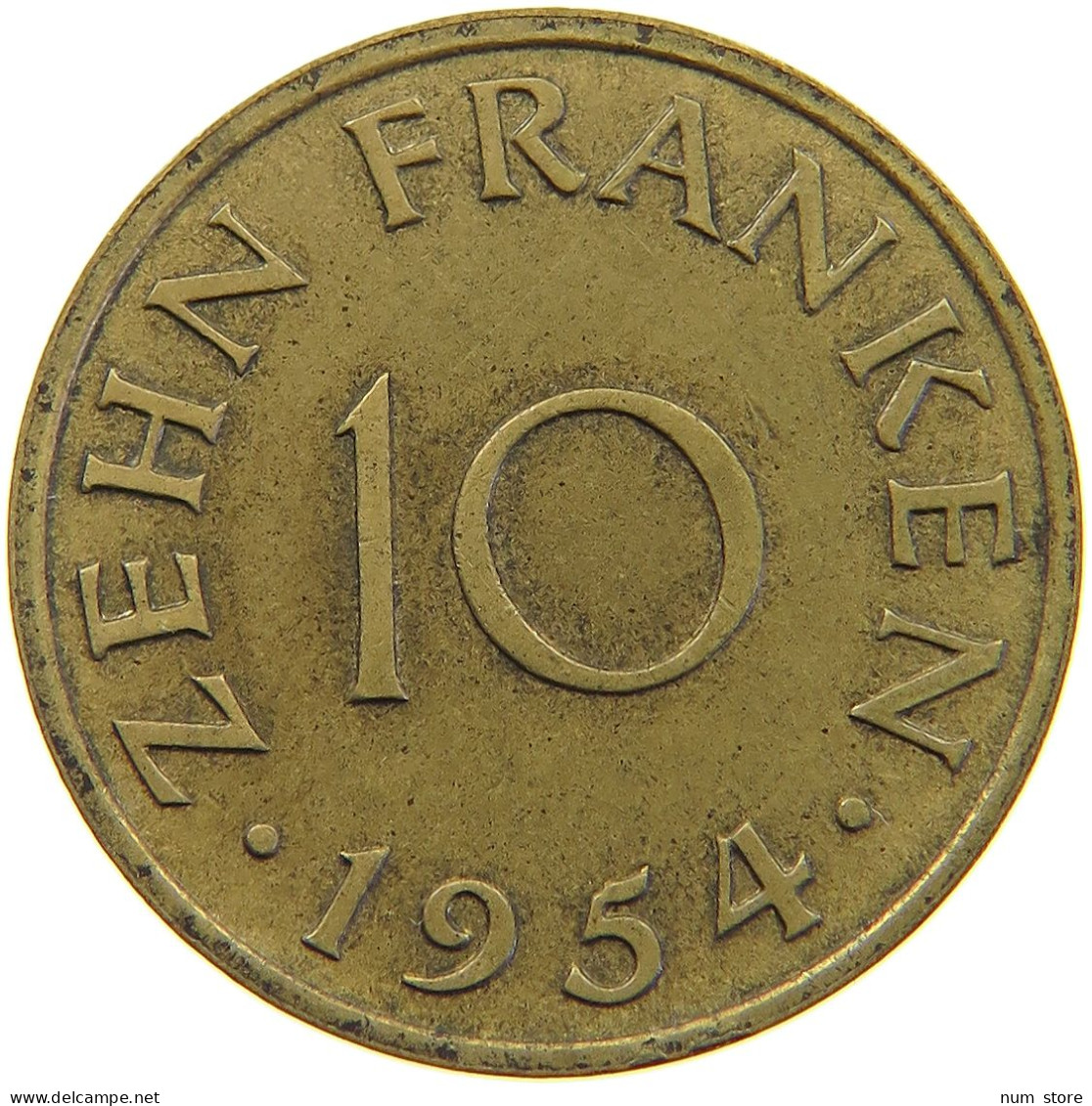 GERMANY WEST 10 FRANKEN 1954 SAARLAND #a074 0325 - 10 Franken