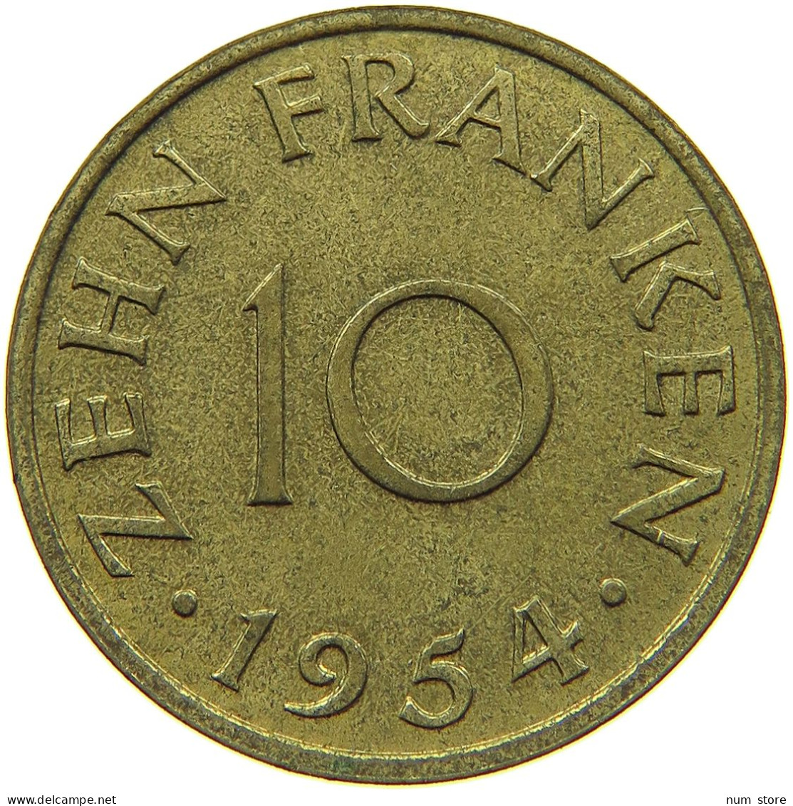 GERMANY WEST 10 FRANKEN 1954 SAARLAND #s002 0139 - 10 Franchi