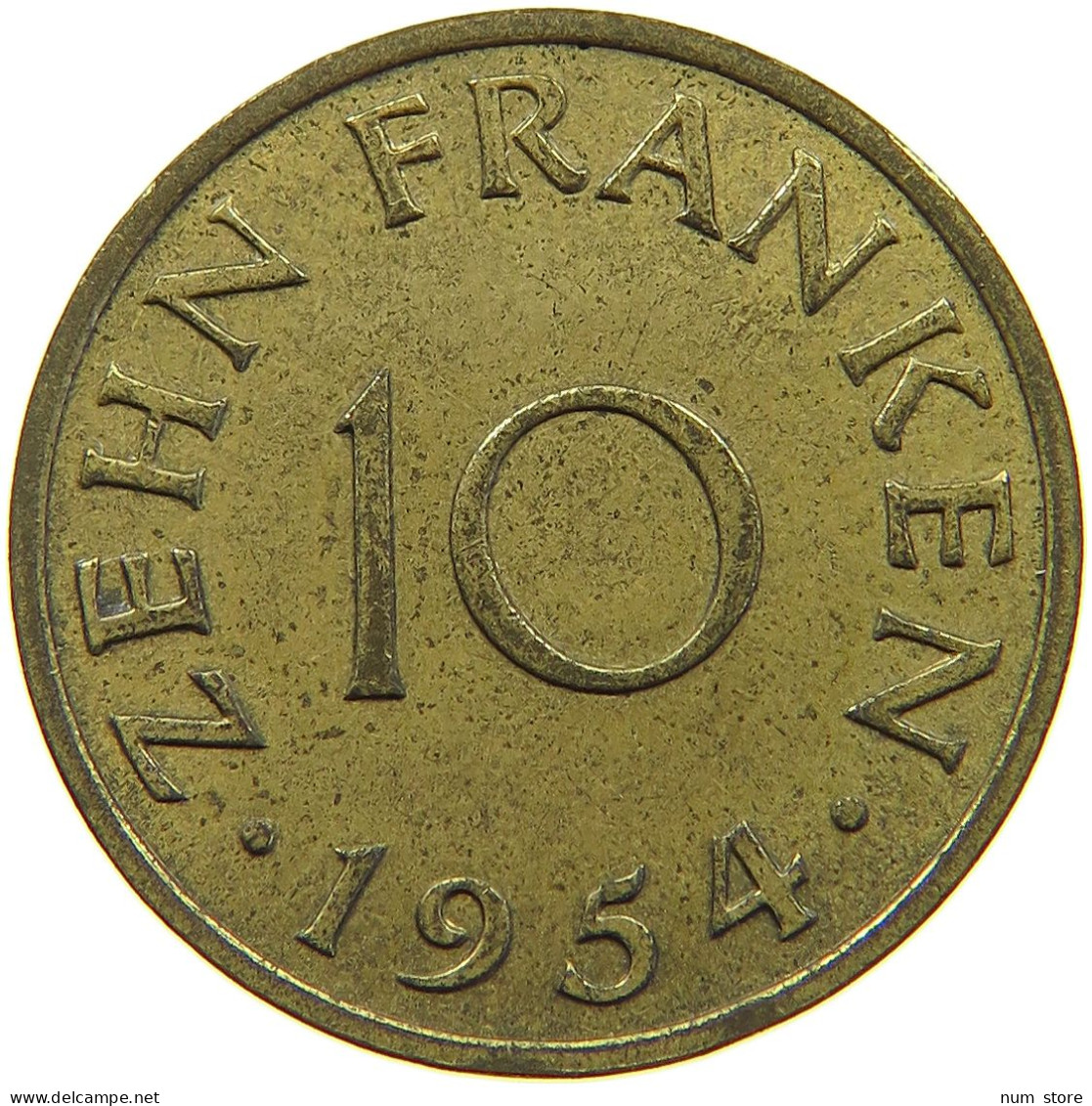 GERMANY WEST 10 FRANKEN 1954 SAARLAND #a080 0773 - 10 Francos