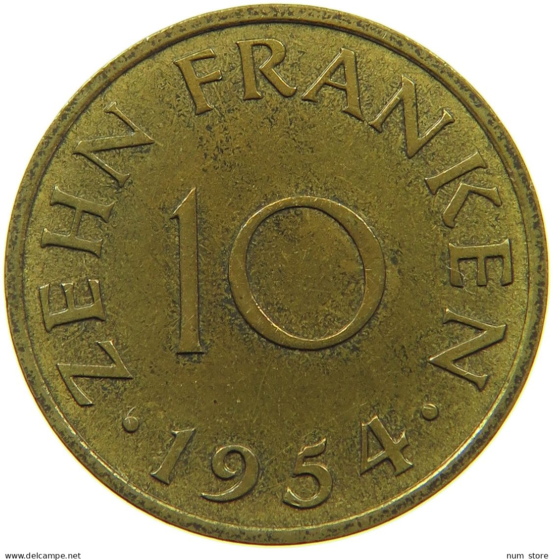 GERMANY WEST 10 FRANKEN 1954 SAARLAND #a094 0705 - 10 Francos