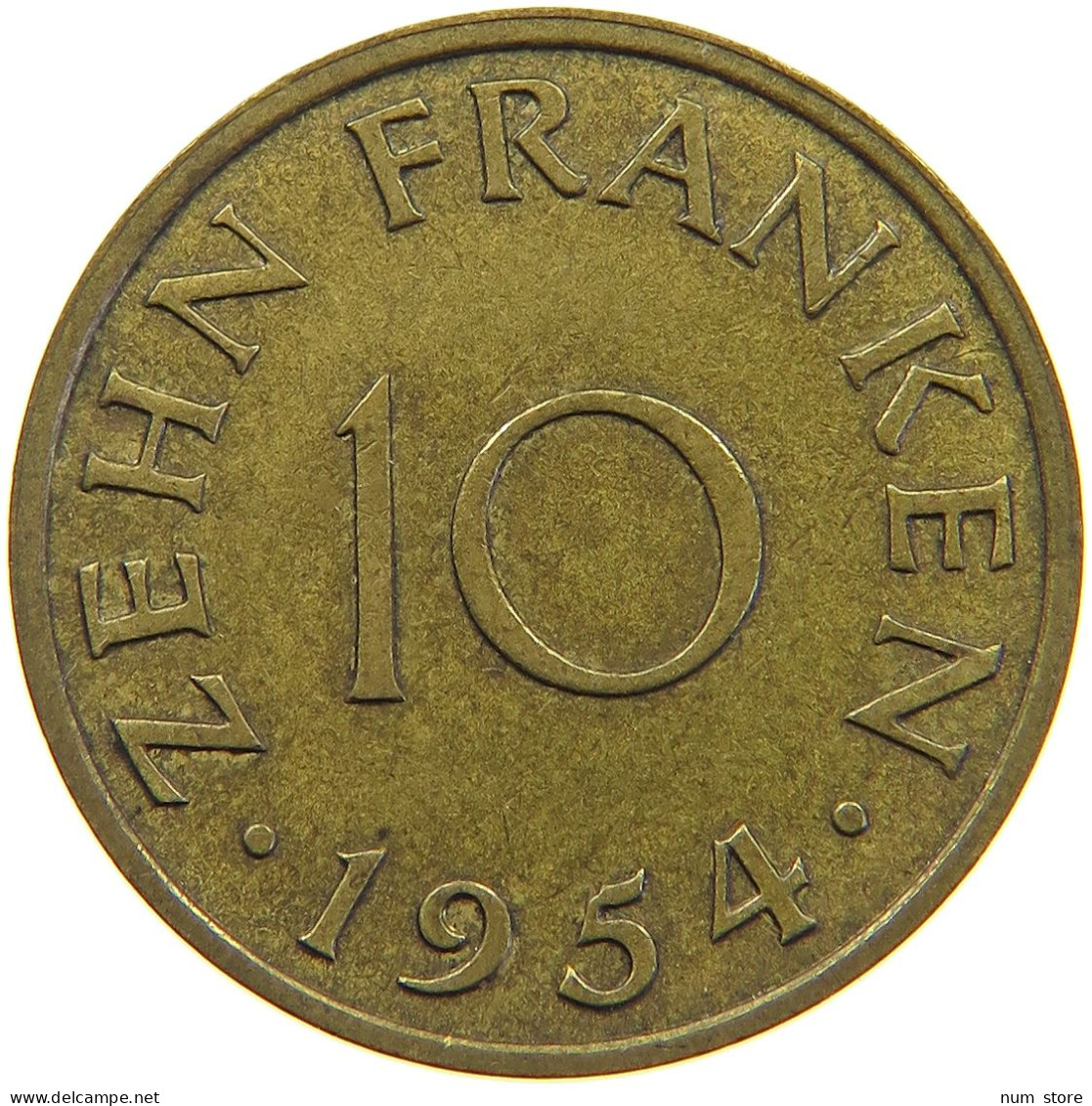 GERMANY WEST 10 FRANKEN 1954 SAARLAND #a074 0327 - 10 Francos