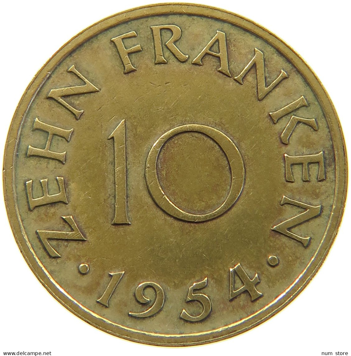 GERMANY WEST 10 FRANKEN 1954 SAARLAND #a064 0671 - 10 Franken