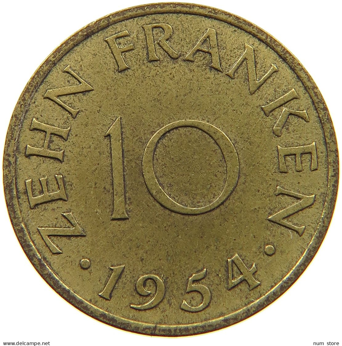 GERMANY WEST 10 FRANKEN 1954 SAARLAND #a056 0515 - 10 Franchi