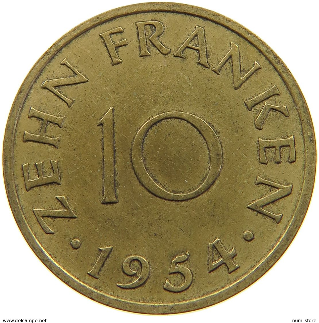 GERMANY WEST 10 FRANKEN 1954 SAARLAND #a056 0517 - 10 Franchi