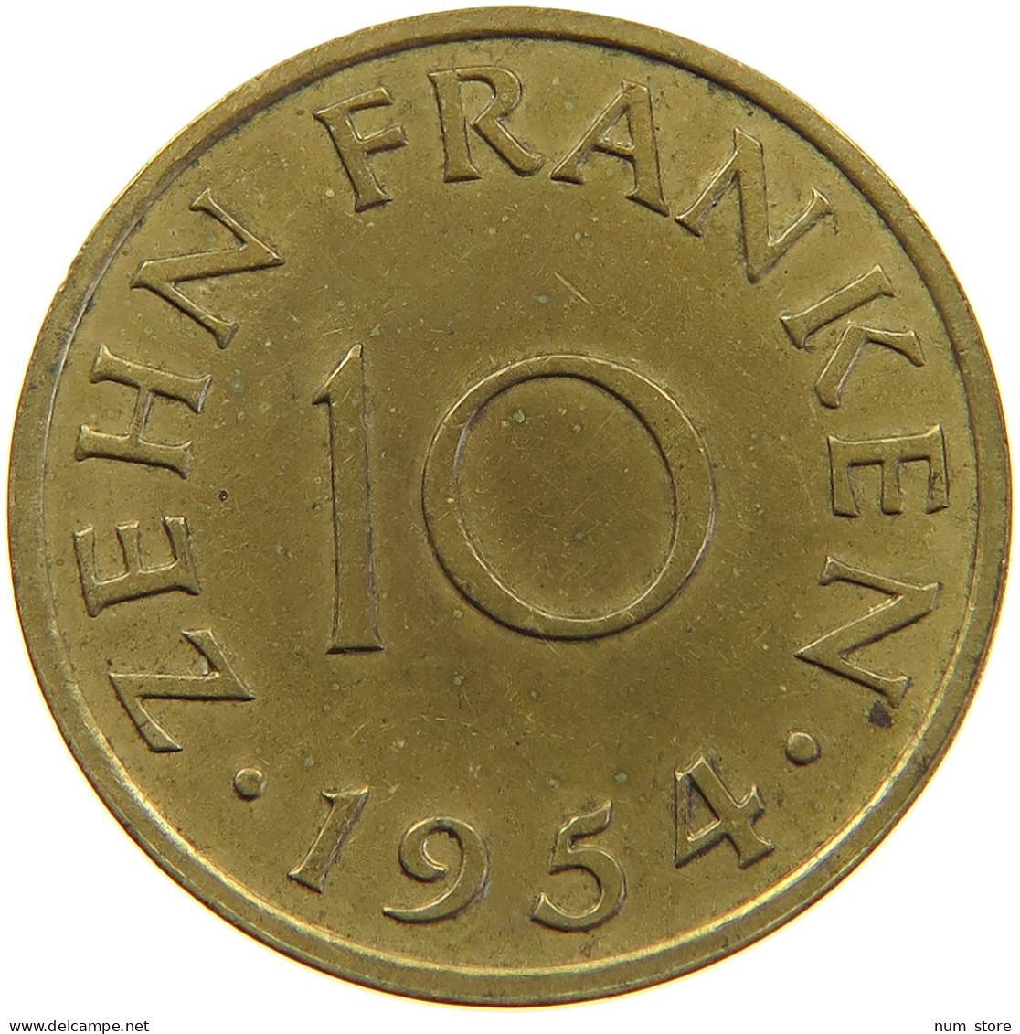 GERMANY WEST 10 FRANKEN 1954 SAARLAND #a056 0505 - 10 Franchi