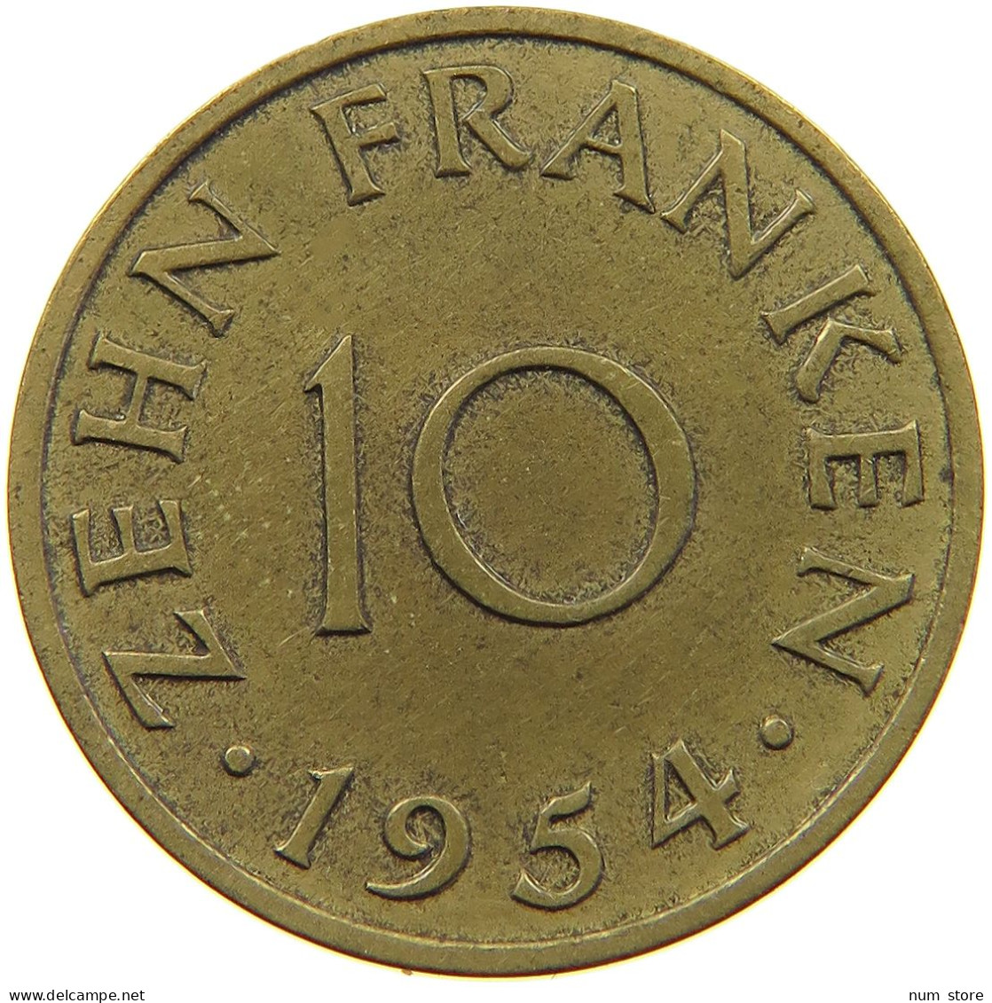 GERMANY WEST 10 FRANKEN 1954 SAARLAND #a056 0509 - 10 Franken