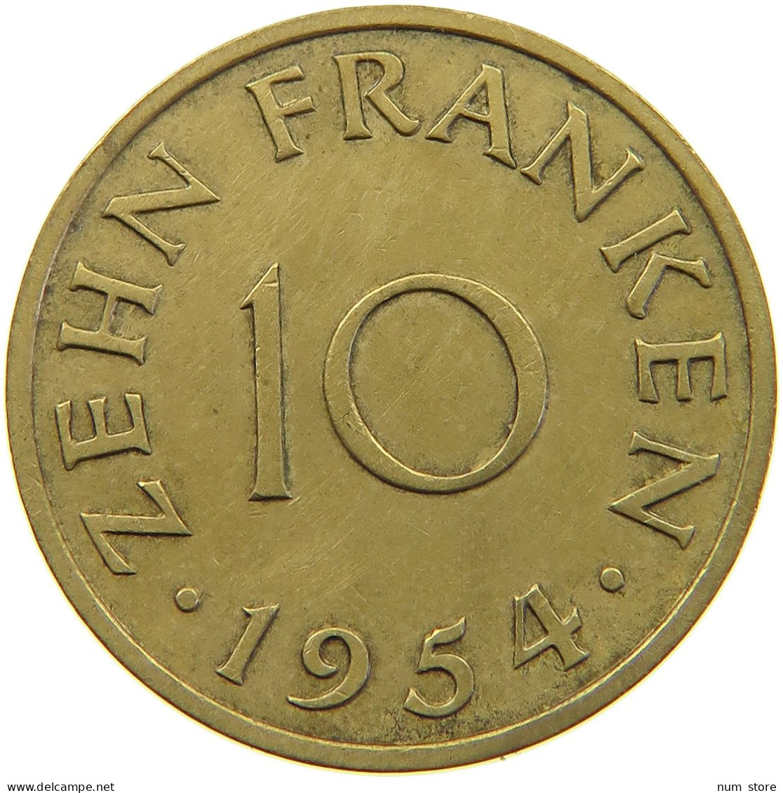 GERMANY WEST 10 FRANKEN 1954 SAARLAND #a056 0503 - 10 Francos