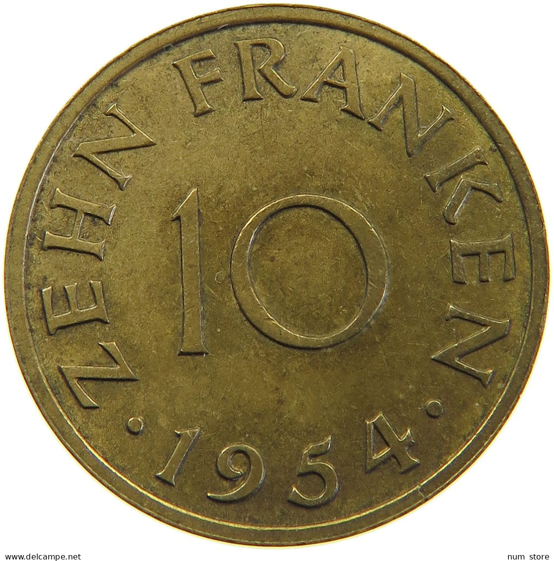 GERMANY WEST 10 FRANKEN 1954 SAARLAND #a056 0501 - 10 Franken
