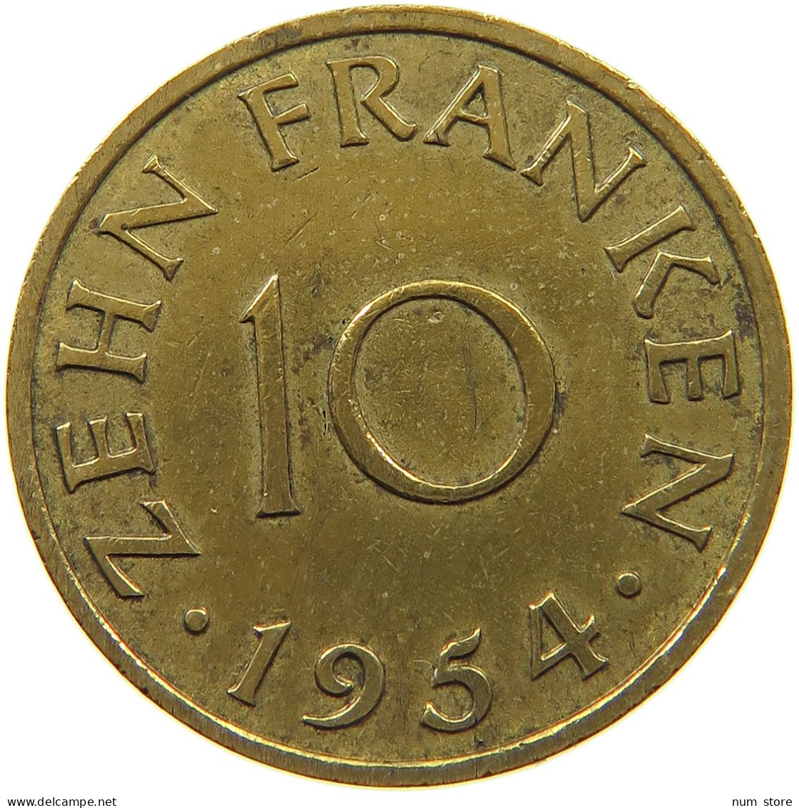 GERMANY WEST 10 FRANKEN 1954 SAARLAND #a047 0513 - 10 Franchi