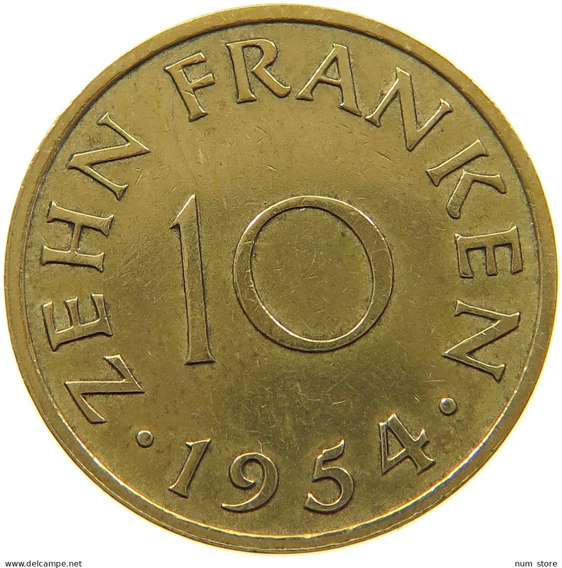 GERMANY WEST 10 FRANKEN 1954 SAARLAND #a047 0499 - 10 Franken