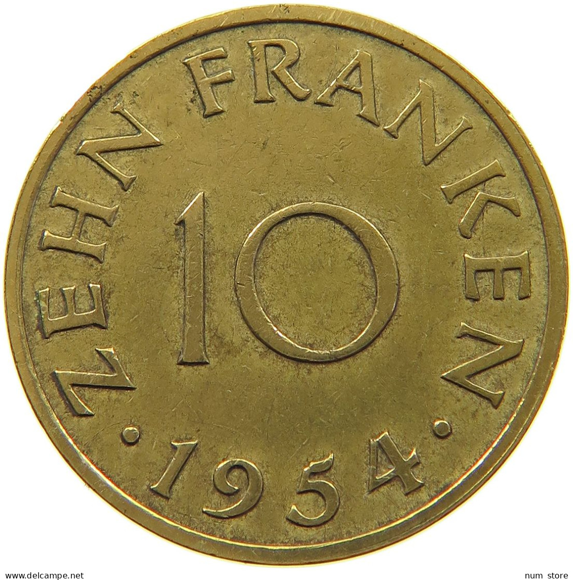 GERMANY WEST 10 FRANKEN 1954 SAARLAND #a047 0507 - 10 Franken