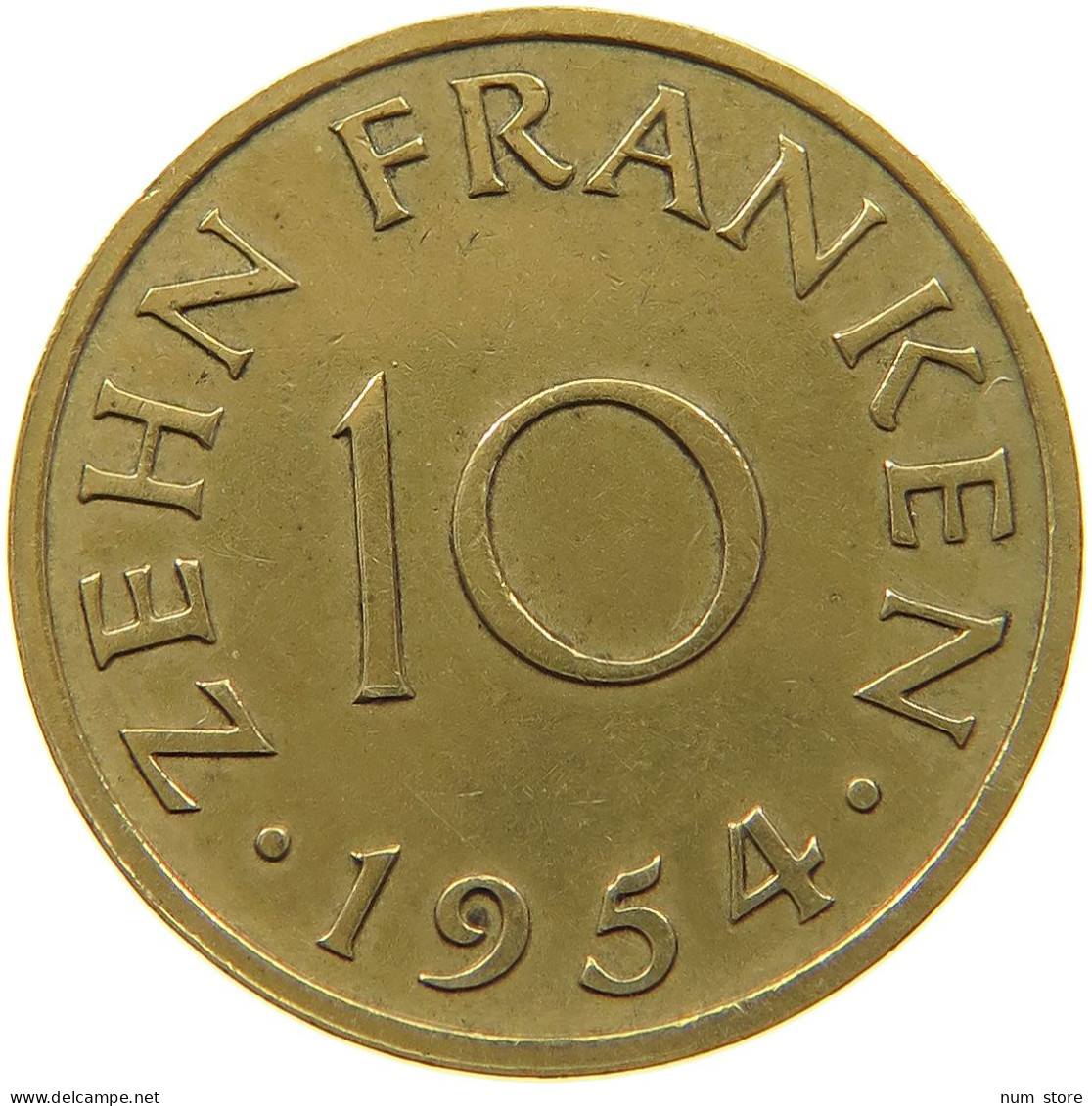 GERMANY WEST 10 FRANKEN 1954 SAARLAND #a047 0509 - 10 Franken