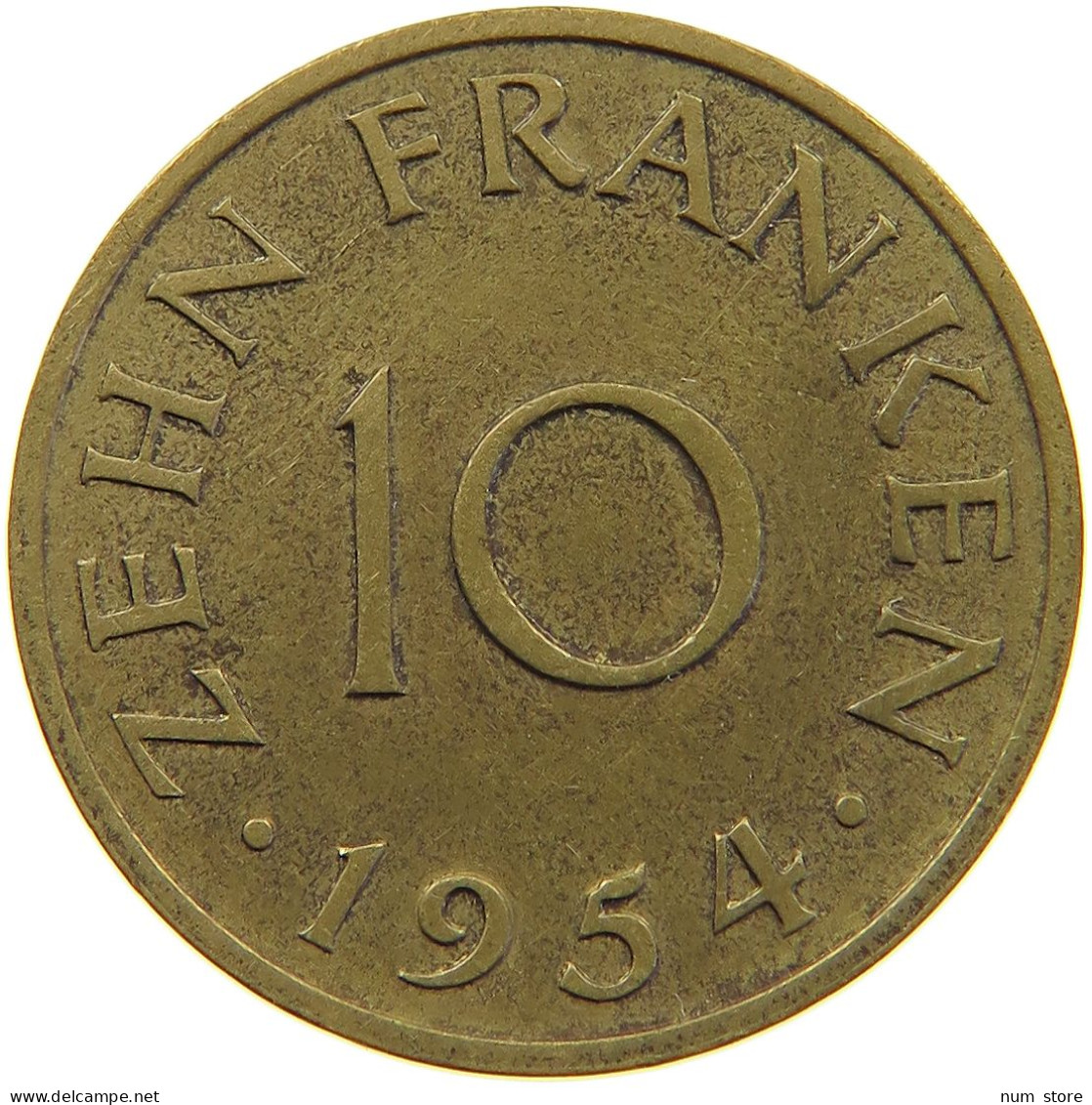 GERMANY WEST 10 FRANKEN 1954 SAARLAND #a056 0497 - 10 Franken