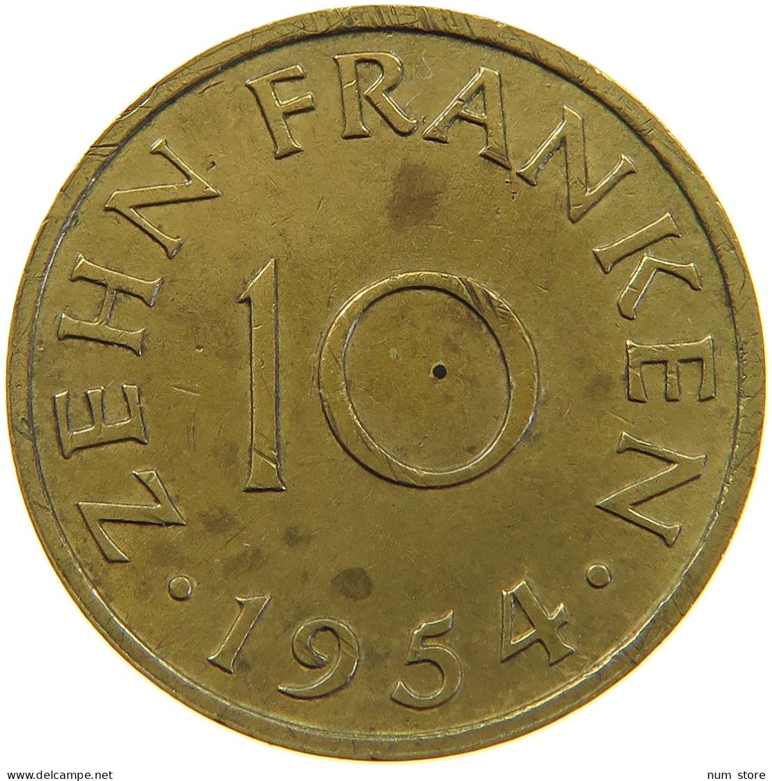 GERMANY WEST 10 FRANKEN 1954 SAARLAND #a056 0495 - 10 Francos