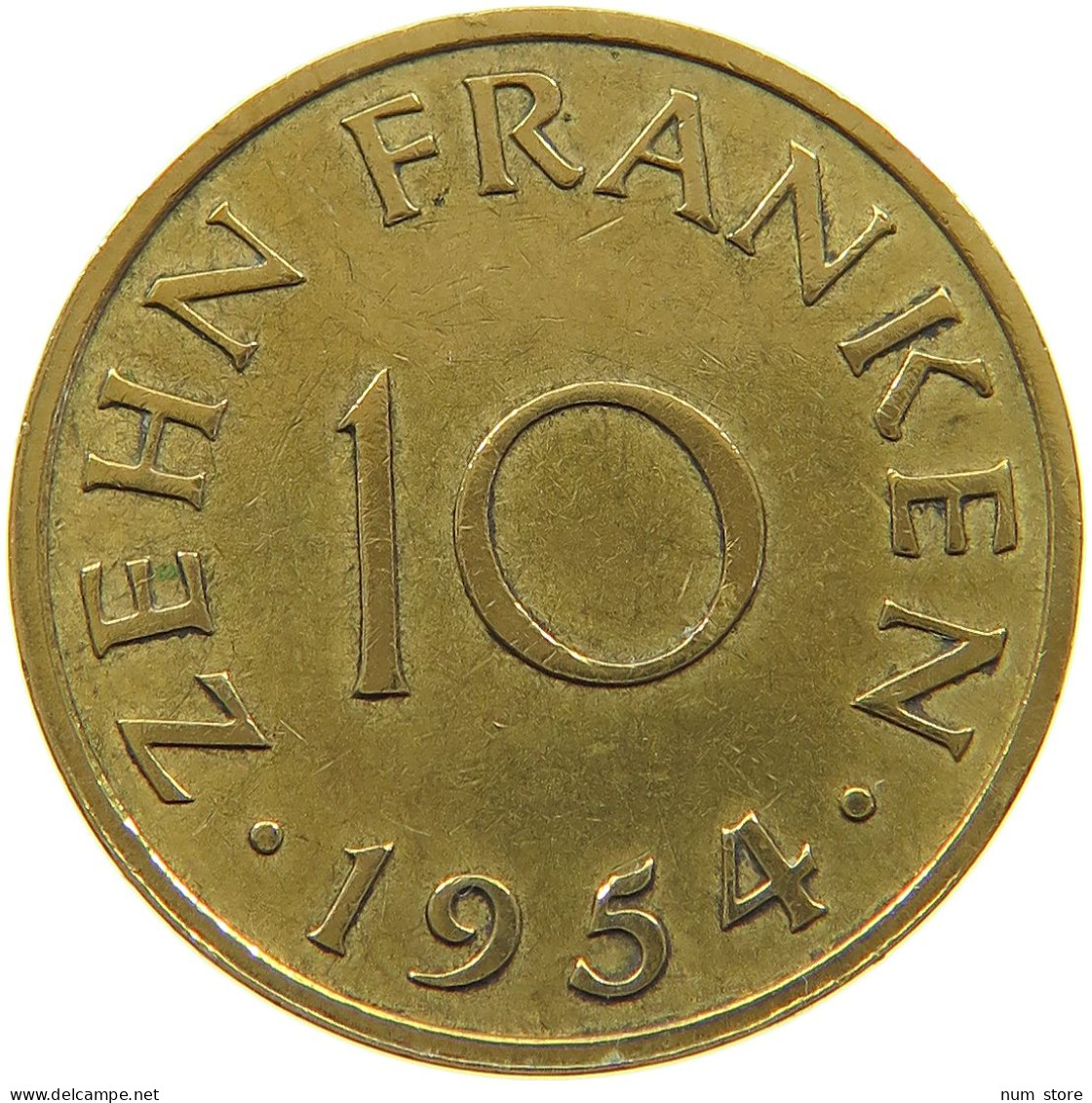 GERMANY WEST 10 FRANKEN 1954 SAARLAND #a047 0505 - 10 Franken