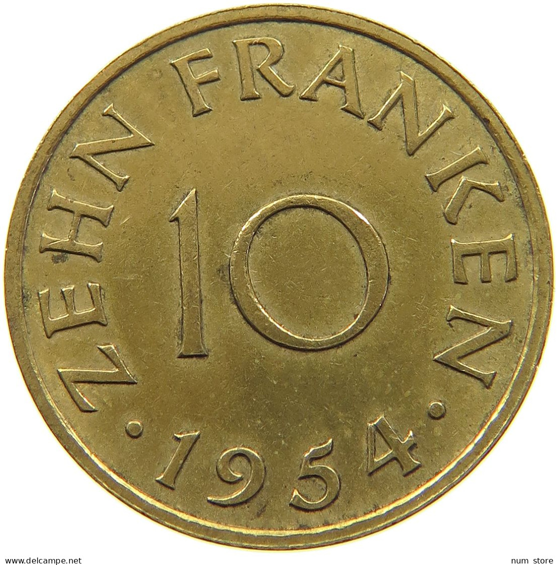 GERMANY WEST 10 FRANKEN 1954 SAARLAND #a047 0497 - 10 Francos