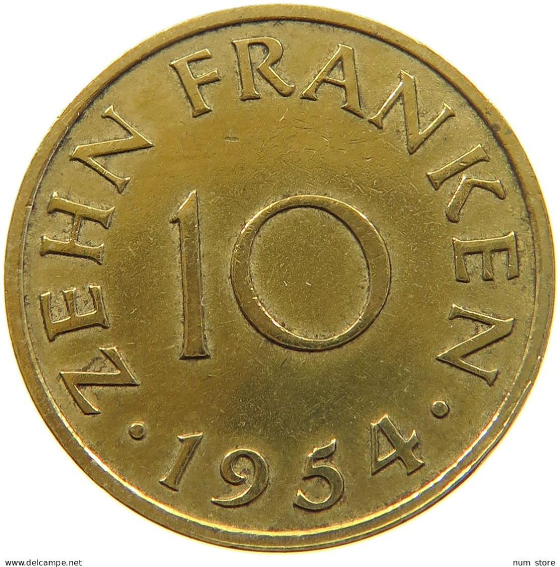 GERMANY WEST 10 FRANKEN 1954 SAARLAND #a047 0481 - 10 Francos