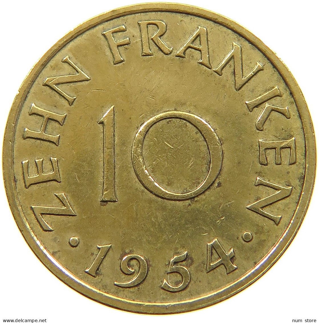 GERMANY WEST 10 FRANKEN 1954 SAARLAND #a021 0183 - 10 Francos