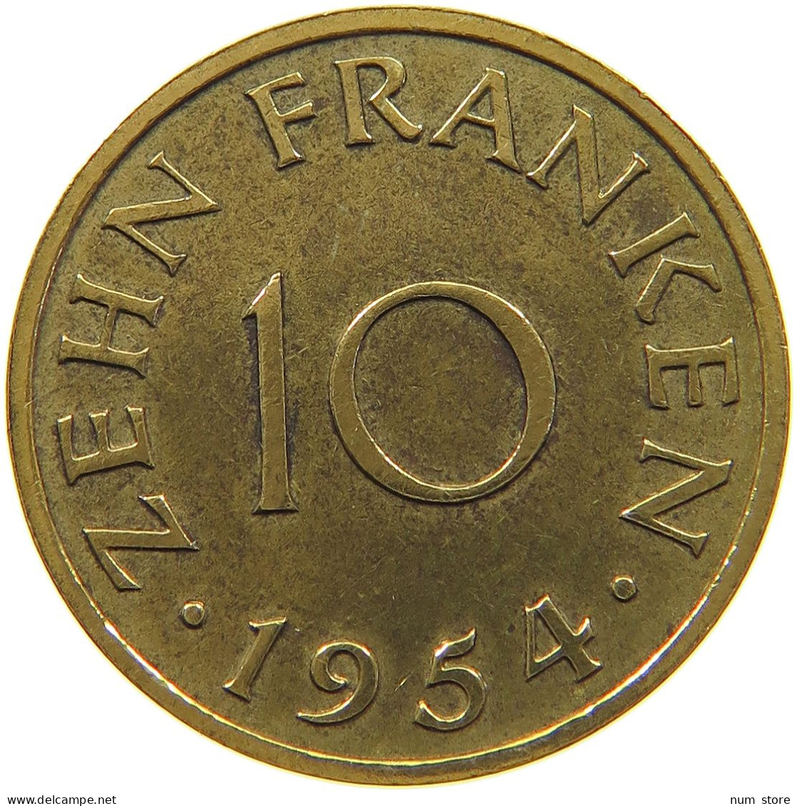 GERMANY WEST 10 FRANKEN 1954 SAARLAND #a047 0491 - 10 Franchi
