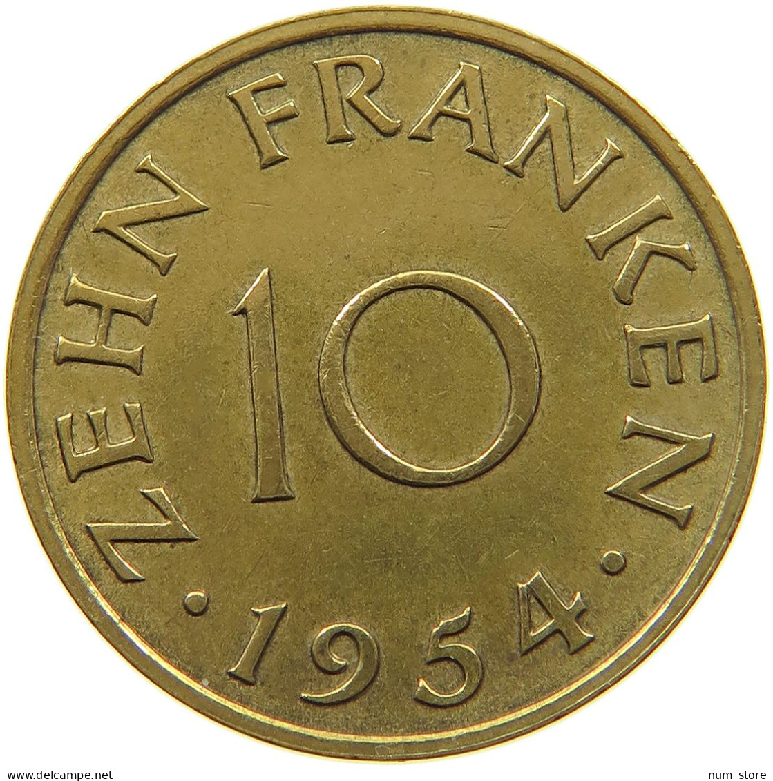 GERMANY WEST 10 FRANKEN 1954 SAARLAND #a047 0489 - 10 Franchi