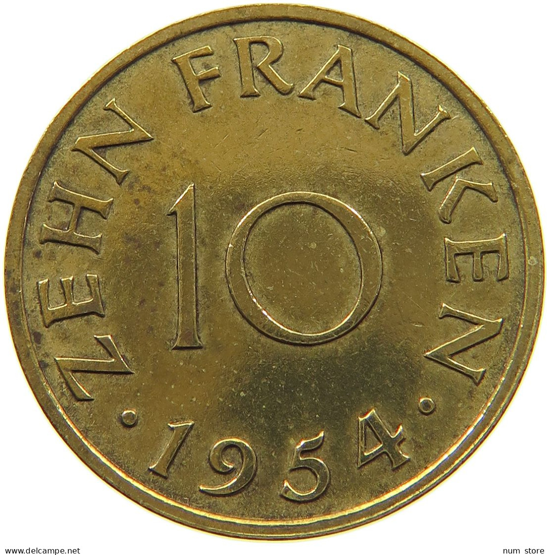 GERMANY WEST 10 FRANKEN 1954 SAARLAND #a047 0487 - 10 Franchi