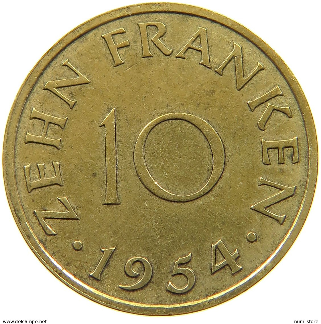 GERMANY WEST 10 FRANKEN 1954 SAARLAND #a021 0179 - 10 Franken